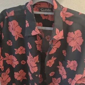 Quiksilver Black Shirt with Coral Pink Floral Print